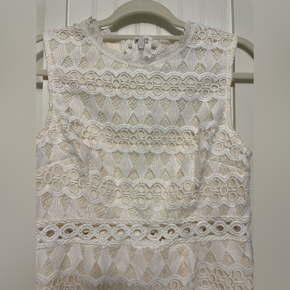 NWT Lulu’s White & Cream Crochet Sleeveless Dress, Size M, Bridal Shower Dress - Picture 5 of 11